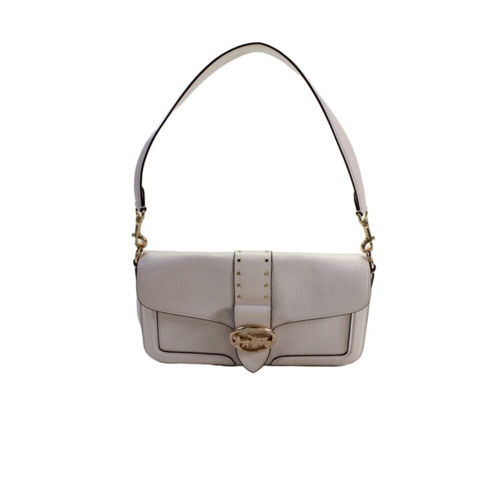 Coach Womens Leather Horse Carriage Closure Georgie Shoulder Handbag White